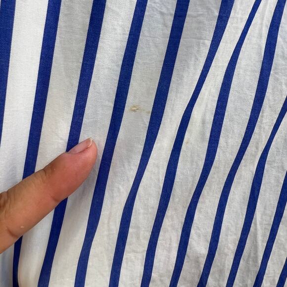 Draper James Lattice Stripe Ruffle Eyelet Dress White Blue - Picture 7 of 10